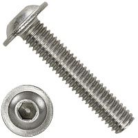 Винт М10х55 с полукруглой головкой с фланцем и внутренним шестигранником DIN 7380-2, нержавеющая сталь А2 Винт М10х55 с полукруглой головкой с фланцем и внутренним шестигранником DIN 7380-2, нержавеющая сталь А2